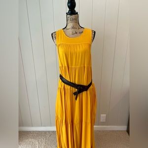 Yellow women long dress.